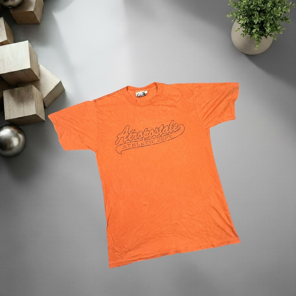 Vintage Aeropostale Athletic Dept Graphic T-Shirt Orange Y2K‎ Skater Small